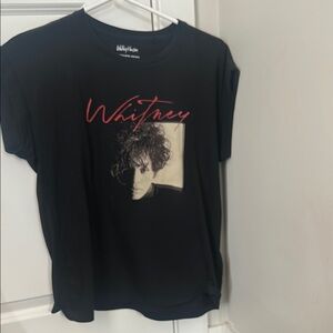 Whitney Houston Black Graphic T-Shirt with Red Text